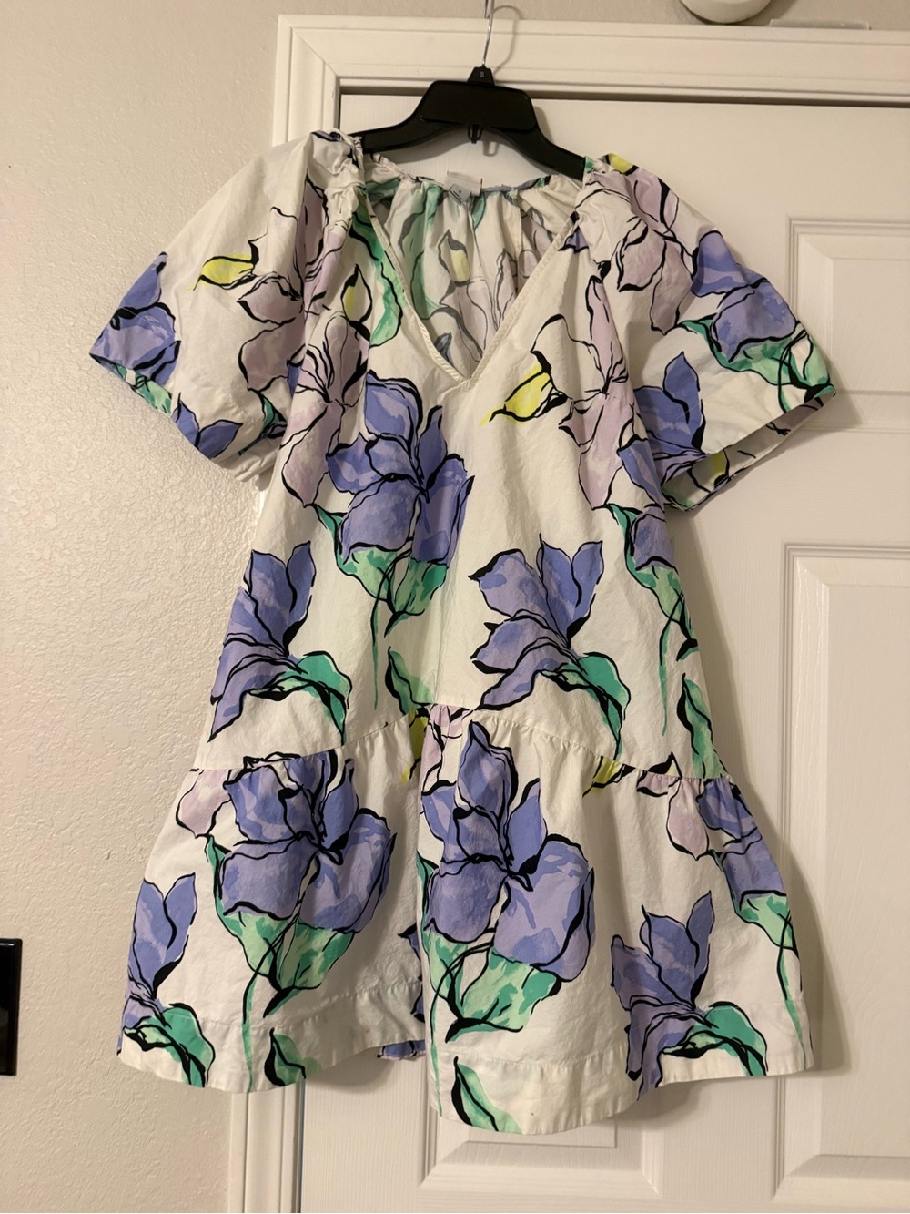 a new day White Mini Dress with Lavender & Green Floral Print